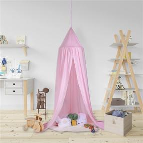 img 4 attached to 🏰 Kids Bed Canopy - Play Tent with Ceiling Hanging Dome for Girls and Boys Room - Reading Nook Princess Castle - Girl Bedroom Decor - Mosquito Net for Crib Beds - Bedroom Nursery Baby Corner - Pink