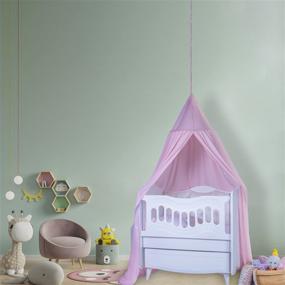 img 1 attached to 🏰 Kids Bed Canopy - Play Tent with Ceiling Hanging Dome for Girls and Boys Room - Reading Nook Princess Castle - Girl Bedroom Decor - Mosquito Net for Crib Beds - Bedroom Nursery Baby Corner - Pink