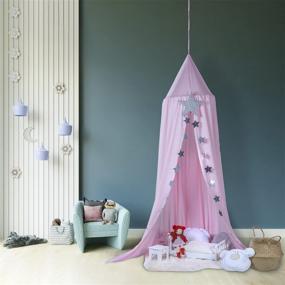 img 3 attached to 🏰 Kids Bed Canopy - Play Tent with Ceiling Hanging Dome for Girls and Boys Room - Reading Nook Princess Castle - Girl Bedroom Decor - Mosquito Net for Crib Beds - Bedroom Nursery Baby Corner - Pink