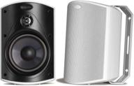 high-performance outdoor speakers: polk audio atrium 5 with deep bass (pair, white), weatherproof design, enhanced sound coverage, easy speed-lock mounting system logo