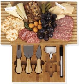 img 1 attached to 🧀 Concavo Bamboo Cheese Board and Cheese Tool Set by TOSCANA - Elevate Your Picnic Experience!