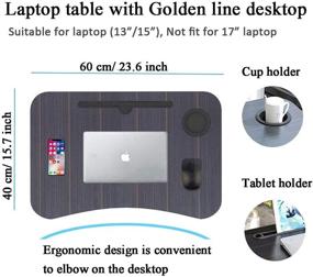 img 3 attached to 🪑 Laptop Desk with Beverage Holder & Storage Drawer | Lap Bed Tray for Students & Adults | Ideal for Eating, Reading & Watching on Couch or Sofa | 23.6”x15.7”x11” Size