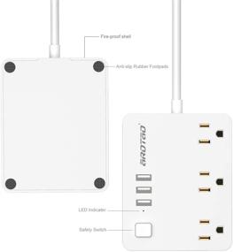 img 1 attached to 💡 aROTaO 3-розеточная полоса с защитой от перенапряжения: 3 умных порта зарядки USB, 5 футовый кабель - белый