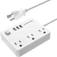 💡 arotao 3-outlet power strip surge protector: 3 smart charge usb ports, 5ft cord - white logo