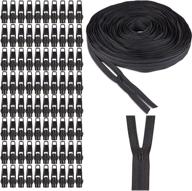 🔒 high-quality black coil zippers with replacement sliders for sewing - 50 yards, 80 pieces logo