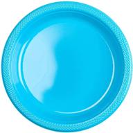 🍽️ amscan big party pack caribbean blue plastic dessert plates, 7 inch logo