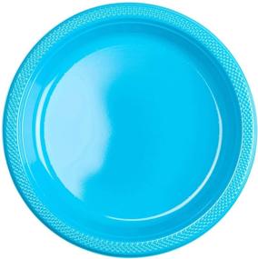 img 1 attached to 🍽️ Amscan Big Party Pack Caribbean Blue Plastic Dessert Plates, 7 Inch