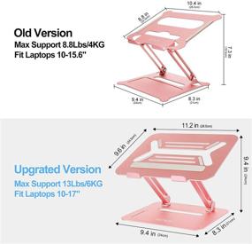 img 1 attached to Urmust Регулируемая подставка для ноутбука из алюминия для рабочего стола Стойка для компьютера для поднятия ноутбука Держатель для ноутбука, совместимый с MacBook Air Pro Ультрабуком Все ноутбуки 11-17 дюймов (Розовое золото)