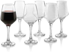 img 2 attached to 🍷 Premium 10oz Wine Glasses - Set of 6 Lead-Free Clear Glass with Stem - For White & Red Wines - Ideal Housewarming Gift