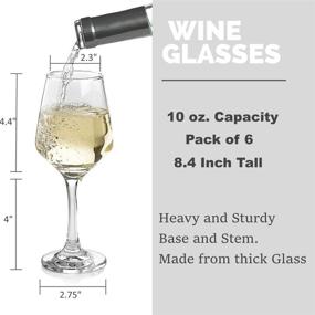 img 1 attached to 🍷 Premium 10oz Wine Glasses - Set of 6 Lead-Free Clear Glass with Stem - For White & Red Wines - Ideal Housewarming Gift