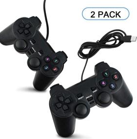 img 2 attached to 🎮 Enhance Your Gaming Experience with SQDeal 2 Pack USB Joystick Gamepad Controllers – Double Vibration Feedback Motors for PC Computer Laptop Windows (Black)