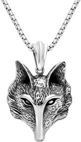 img 3 attached to 🦊 Stylish MANZHEN Anti-Silver Wisdom Fox Head Pendant Necklace for Boys – Animal Charm Necklace at its Best