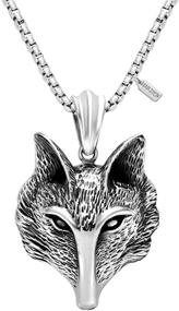 img 4 attached to 🦊 Stylish MANZHEN Anti-Silver Wisdom Fox Head Pendant Necklace for Boys – Animal Charm Necklace at its Best