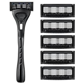 img 1 attached to 🪒 RANYUBIN Men's Razor Set: Handle, 5 Blade Refills & 6 Replacement Cartridges