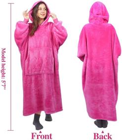 img 3 attached to 🧥 Wearable Blanket Sweatshirt Hoodie for Women - Cozy Oversized Blanket with Sleeves, Hooded Blanket for Women, Super Warm & Giant Pocket (Pink)