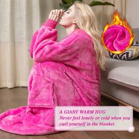 img 1 attached to 🧥 Wearable Blanket Sweatshirt Hoodie for Women - Cozy Oversized Blanket with Sleeves, Hooded Blanket for Women, Super Warm & Giant Pocket (Pink)