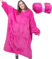 🧥 wearable blanket sweatshirt hoodie for women - cozy oversized blanket with sleeves, hooded blanket for women, super warm & giant pocket (pink) logo