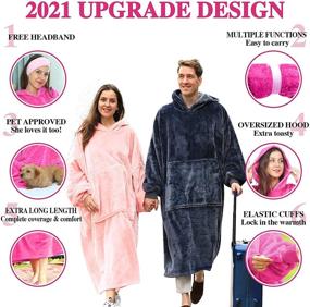 img 2 attached to 🧥 Wearable Blanket Sweatshirt Hoodie for Women - Cozy Oversized Blanket with Sleeves, Hooded Blanket for Women, Super Warm & Giant Pocket (Pink)