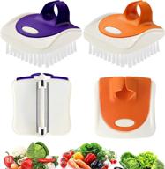 efficient 4-piece fruit vegetable brush and finger peeler set: ideal scrubbers for fruits, potatoes, carrots - random color kitchen gadgets! logo