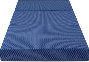 img 3 attached to 🛏️ Olee Sleep 4" Tri-Folding Topper (Twin), Blue: Compact and Comfortable Addition for Quality Sleep