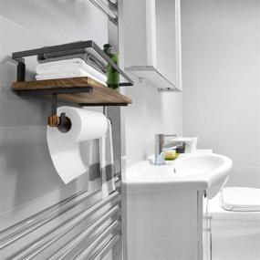 img 2 attached to 🪵 Rustic Wood Floating Shelves for Home Storage - BAYKA Floating Bathroom Shelves for Kitchen Coffee Bedroom Decor, Wall Mounted Over The Toilet Hanging Shelf with Hooks and Towel Bar