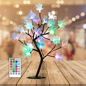 img 3 attached to Multicolor Changing Blossom Flower Lamp: 16 Colors LED Fiber Optic Bonsai Tree Lights with Remote Control – Colorful Flower Table Lamp for Girls, Moms, Gifts, Wedding Party, Christmas Decor