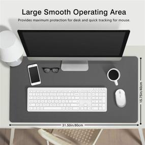 img 2 attached to MoKo Large Extended Gaming Mouse Pad - Waterproof PU Desk Mat, Non-Slip Keyboard Mouse Mat Protector for Office Writing, 31.5 x 15.7 x 0.08 Inch - Double Side Gray/Aggot Red