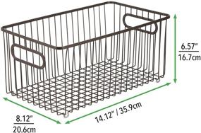 img 1 attached to mDesign Metal Bathroom Storage Organizer Basket Bin - Farmhouse Wire Grid Design - Extra Large Bronze