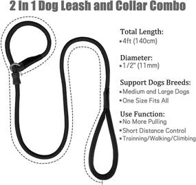 img 2 attached to Ultimate Control: 4ft Strong Slip Rope Dog Training Leash - Heavy Duty & Durable Nylon Lead 🐶 with Rubber Stopper & Padded Handle - Ideal for No-Pull Walking & Climbing with Medium to Large Dogs