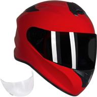 🏍️ ilm full face motorcycle street bike helmet: enhanced air ventilation, dot approved with free replacement visor (red, small) logo