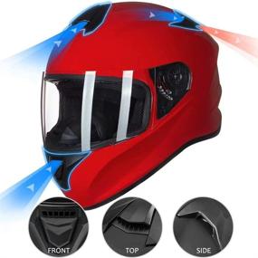 img 2 attached to 🏍️ ILM Full Face Motorcycle Street Bike Helmet: Enhanced Air Ventilation, DOT Approved with Free Replacement Visor (Red, Small)