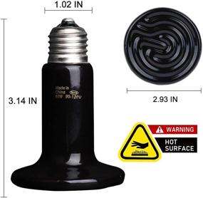 img 3 attached to 🔥 Ceramic Heat Emitter 80W Bulb for Reptiles, Pet Brooders, Coops - No Light, Efficient Heat Lamp for Tortoises, Chickens, Amphibians, and Fish Tanks - Black - Pack of 2