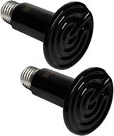 🔥 ceramic heat emitter 80w bulb for reptiles, pet brooders, coops - no light, efficient heat lamp for tortoises, chickens, amphibians, and fish tanks - black - pack of 2 logo