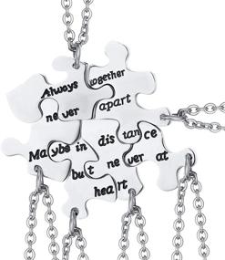 img 4 attached to 👭 Yonhon BFF Necklace Set: Stainless Steel Puzzle Sister Necklaces for 2/3/4/5/6 - Perfect Family Friendship Accessories