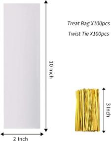 img 3 attached to 100 Pack of Pretzel Rod Treat Bags, 2x10 Inches Clear Cellophane Pretzel Bags with Ties