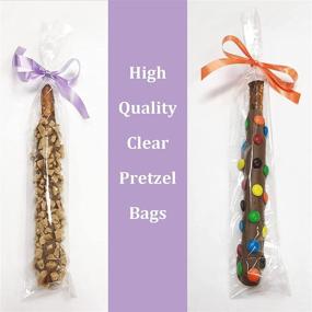 img 2 attached to 100 Pack of Pretzel Rod Treat Bags, 2x10 Inches Clear Cellophane Pretzel Bags with Ties