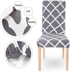 img 2 attached to Durable Dining Room Chair Covers Set of 6 - Stylish Gray Slipcovers made of SearchI Spandex Fabric for Stretchable, Washable, and Removable Protection in Dining Room, Hotel, Ceremony