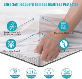 img 3 attached to 🛏️ DYD Waterproof Bamboo Mattress Protector - Soft, Cooling, Organic & Breathable Cover with Deep Pocket for Kids and Adults - Quilted Fitted Encasement, Noiseless & Washable - Fits 8-18 inch mattresses