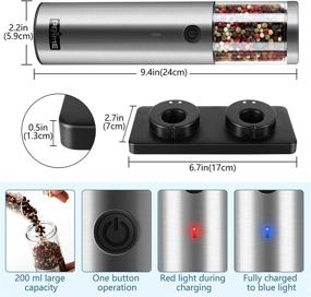 img 3 attached to 🔌 PRIME Electric Salt and Pepper Grinder Set 2 Mills Rechargeable with Charging Base USB Cable Power Adapter Automatic Tact Switch Operation Adjustable Coarseness Stainless Steel (Ver. 2.2)