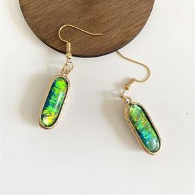 img 2 attached to 💎 D.Rosse Handmade Bohemian Blue Green Stone Teardrop Earrings for Women and Girls - Unique Sparkly Dangle Drop Statement Jewelry, Perfect Gifts