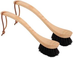 img 3 attached to Set of 2 Redecker Curved Dish Brushes with Dark Horsehair Bristles, Oiled Beechwood Handle, 9-1/4 inches, Crafted in Germany