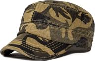 voboom vintage washed cotton military cadet army caps with unique design, flat top hat logo