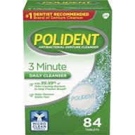 polident 84 tablets: quick & effective 3 minute denture cleanser for size 84 dentures logo