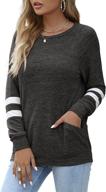 👚 lilbetter women's color block long sleeve round neck t-shirt with pocket: casual, stylish, and comfortable logo