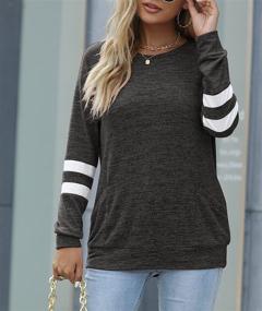 img 2 attached to 👚 LILBETTER Women's Color Block Long Sleeve Round Neck T-Shirt with Pocket: Casual, Stylish, and Comfortable