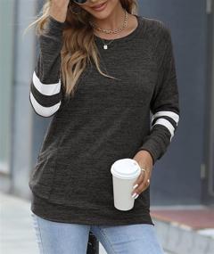 img 3 attached to 👚 LILBETTER Women's Color Block Long Sleeve Round Neck T-Shirt with Pocket: Casual, Stylish, and Comfortable