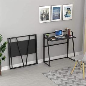 img 1 attached to 🖥️ EUREKA ERGONOMIC Folding Computer Desk - Compact 33-inch Study Desk for Teens, Students, and Dorms. Convenient Foldable Design Ideal for Writing, Laptop Workstation, Crafting. Perfect for Home Office Use - Sleek Black