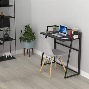 img 2 attached to 🖥️ EUREKA ERGONOMIC Folding Computer Desk - Compact 33-inch Study Desk for Teens, Students, and Dorms. Convenient Foldable Design Ideal for Writing, Laptop Workstation, Crafting. Perfect for Home Office Use - Sleek Black