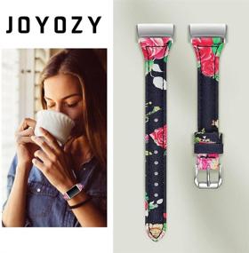 img 3 attached to 🌸 Стройные натуральные кожаные браслеты Joyozy: Стильная замена ремешка Fitbit Charge 3/4 для женщин (Флорал A)