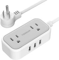 🔌 tessan small flat plug power strip with 3 usb ports - portable 2 outlet strip with 5ft cord - mini nightstand charging station for dorm room, cruise, travel logo